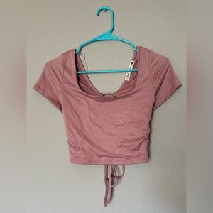 Cloud Dancer Women's Pink Cropped Top Tie Up Back Size Medium